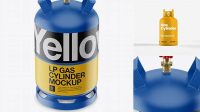 6517+ Matte LP Gas Cylinder with Cap PSD Mockup Front View High Angle Digital Photoshop Free Mockup