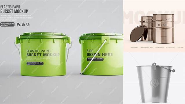 652+ Metallic Bucket PSD Mockup Side View Premium Freebie for Designers