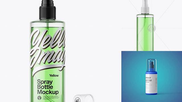 6521+ Opened Clear Spray Bottle with Green Liquid PSD Mockup High-End Layered Mockup Free