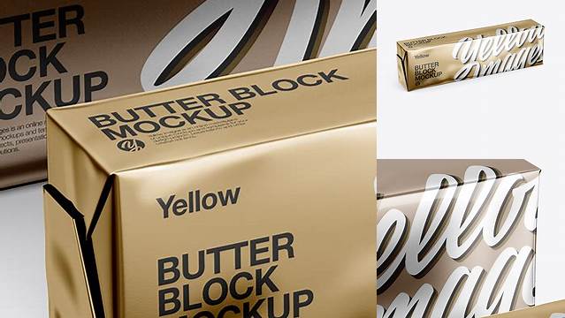 6521+ Two Butter Blocks PSD Mockup Half Side View High Angle shot Customizable PSD Templates