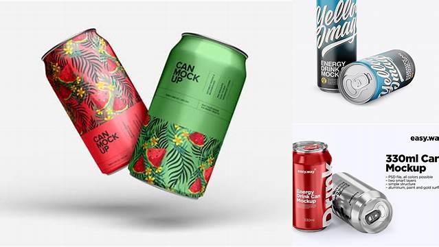 6523+ Two Matte Aluminium Cans PSD Mockup Exclusive Layered PSD Mockup