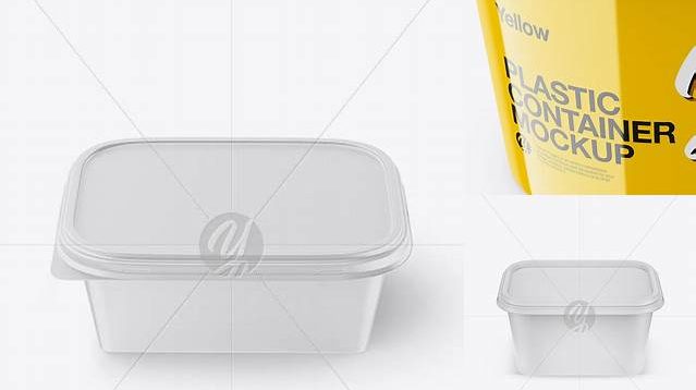 6524+ Mattte Plasic Container PSD Mockup High-Angle Shot Easy-to-Use PSD Template