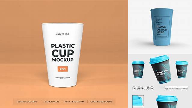 6524+ Plastic Cup PSD Mockup Front & Top Views Download Free