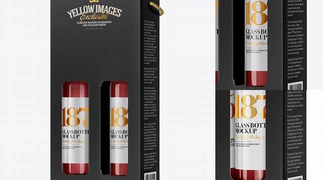 6525+ Matte Rose Wine Bottles Box PSD Mockup Half Side View High-End Layered Mockup Free