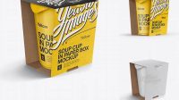 6525+ Soup Cup in Paperboard Box PSD Mockup / Front 3/4 View Eye-Level Shot Download Premium PSD Resource