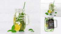 6529+ Opened Mason Jug with Mojito PSD Mockup Fully Layered PSD Freebie