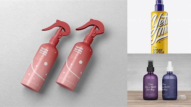 6530+ Matte Spray Bottle with Transparent Cap PSD Mockup High-Quality Design Free PSD