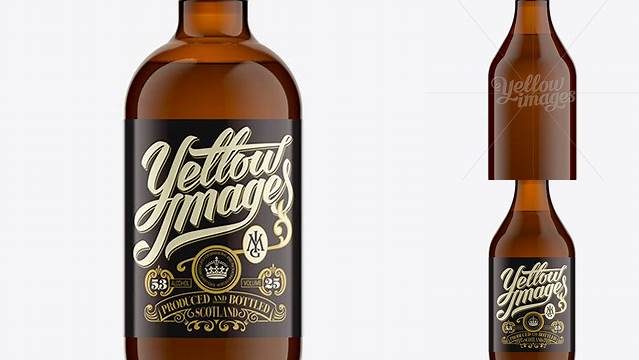 6533+ 330ml Stubby Amber Handy Bottle PSD Mockup High-Quality Design Free PSD