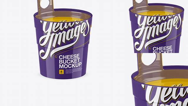 6533+ Glossy Cheese Bucket PSD Mockup High-Angle Shot Free PSD