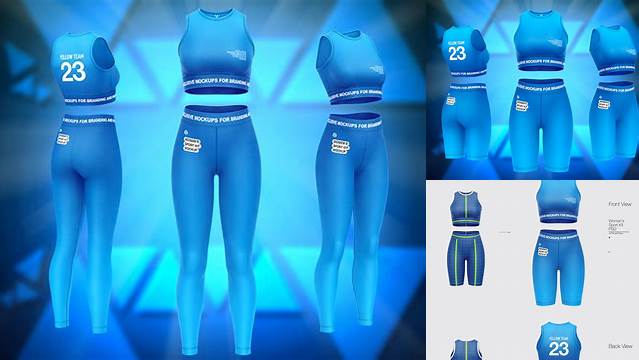 6534+ Women`s Sport Kit PSD Mockup Front View Editable Design PSD File