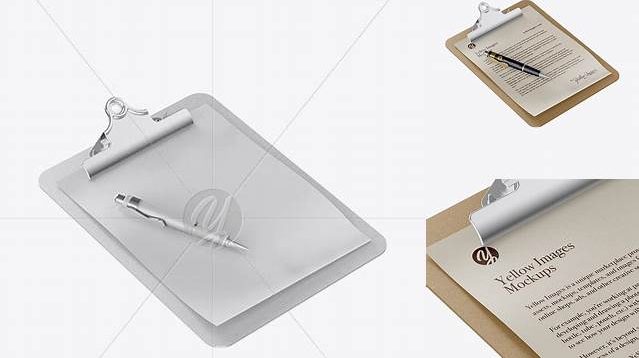 6535+ Carton Clipboard with Pen PSD Mockup Half Side View Free Downloadable Graphic Resource