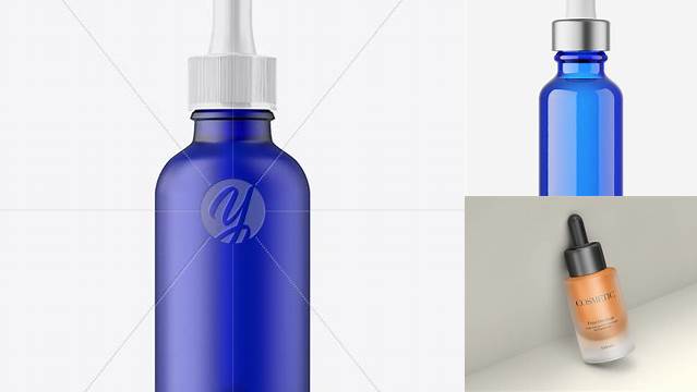 6536+ 50ml Frosted Blue Glass Dropper Bottle Unique and Creative Free PSD File