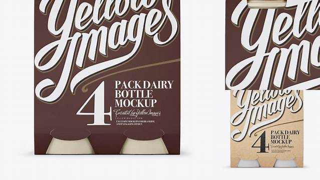 6537+ 4 Pack Matte Dairy Bottle PSD Mockup Front View Professional Graphic PSD Download