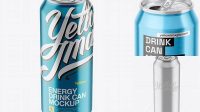 6537+ 500ml Metallic Aluminium Can PSD Mockup High-Angle Shot Unique and Editable PSD