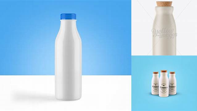 6537+ Ceramic Milk Bottle With Cork PSD Mockup Creative Free PSD Graphic Design