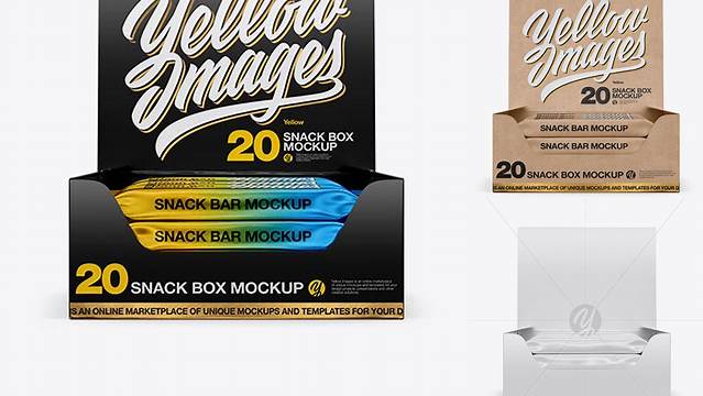 6541+ 20 Snack Bars Glossy Box PSD Mockup High-Resolution PSD Download