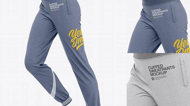 6541+ Women's Heather Cuffed Joggers Side View Free PSD Mockup Resource