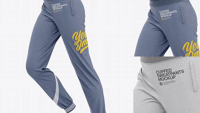 6541+ Women's Heather Cuffed Joggers Side View Free PSD Mockup Resource