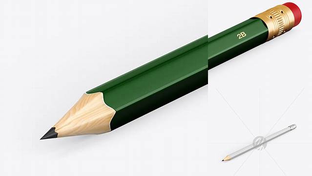 6542+ Hexagon Pencil with Eraser PSD Mockup Half Side View Fully Layered Photoshop Freebie