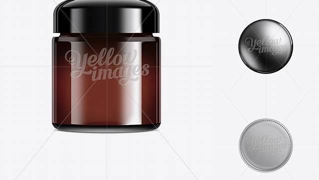 6544+ Dark Brown Glass Jar with Dome Lid 100ml Advanced and Editable PSD Template Free