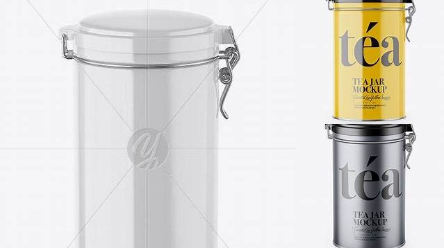 6544+ Glossy Tea Round Jar With Locking Lid PSD Mockup Download Free PSD