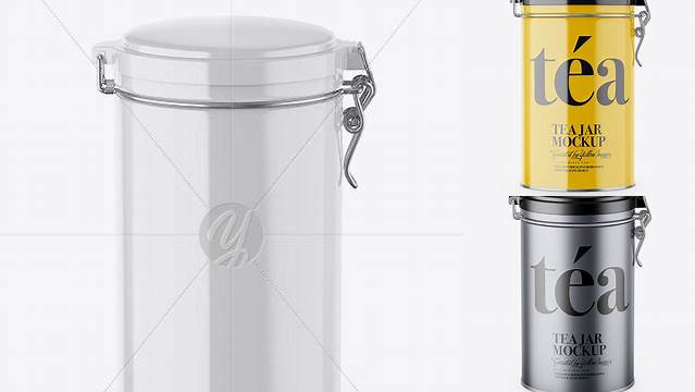 6544+ Glossy Tea Round Jar With Locking Lid PSD Mockup Download Free PSD