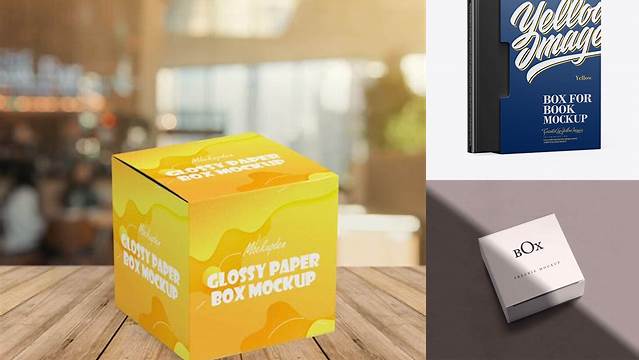 6545+ Glossy Box PSD Mockup Back Half Side View Free Downloadable PSD