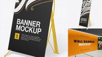 6546+ Textured Banner PSD Mockup Half Side View Creative and Modern PSD Freebie