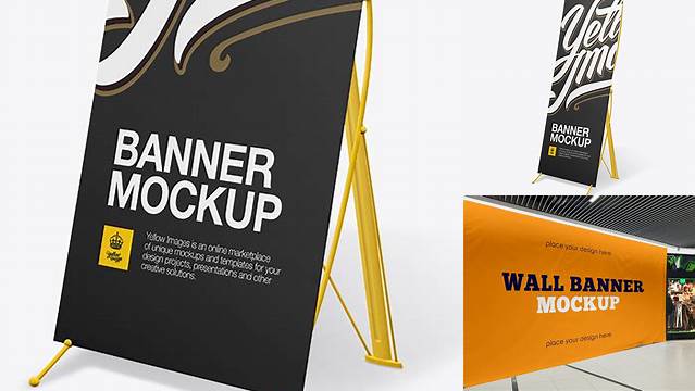 6546+ Textured Banner PSD Mockup Half Side View Creative and Modern PSD Freebie