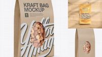 6549+ Kraft Stand-Up Pouch with Nuts PSD Mockup Half-Side View Premium Free Graphic Resource