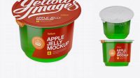 6550+ Apple Jelly Cup PSD Mockup High-Angle Shot Advanced Photoshop Design Free