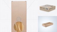 6551+ Kraft Box with Pasta PSD Mockup Half Side View Exclusive Free Photoshop Mockup