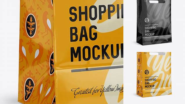 6556+ Glossy Shopping Bag PSD Mockup Halfside View Eye-Level Shot Versatile Photoshop File