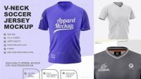 656+ Men’s V-neck Football Jersey PSD Mockup Half-Side View Versatile Photoshop File