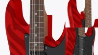 6561+ Electric Guitar with Wooden Fingerboard PSD Mockup Half Side View Advanced Photoshop Design Free