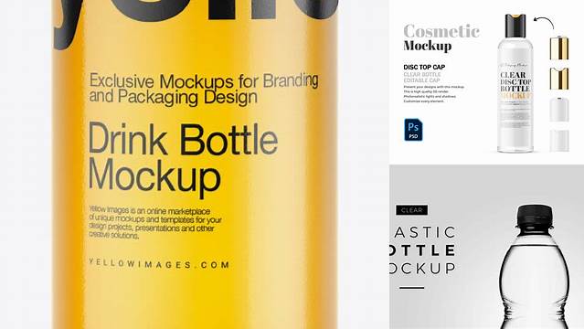 6568+ Transparent Plastc Bottle PSD Mockup Customizable Layered Design PSD