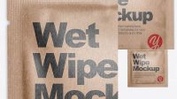 657+ Kraft Wet Wipe Pack PSD Mockup Top View Smart Layer PSD