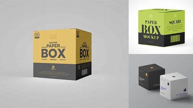 657+ Square Paper Box PSD Mockup Half Side View Free Digital Resource for Designers