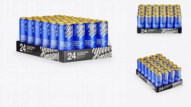 657+ Transparent Pack with 24 Matte Aluminium Cans PSD Mockup Smart Design Template Free