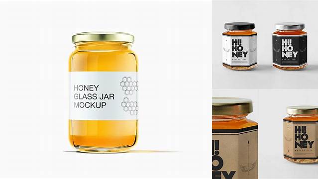 6571+ Glass Jar with Honey PSD Mockup Modern Free PSD Template