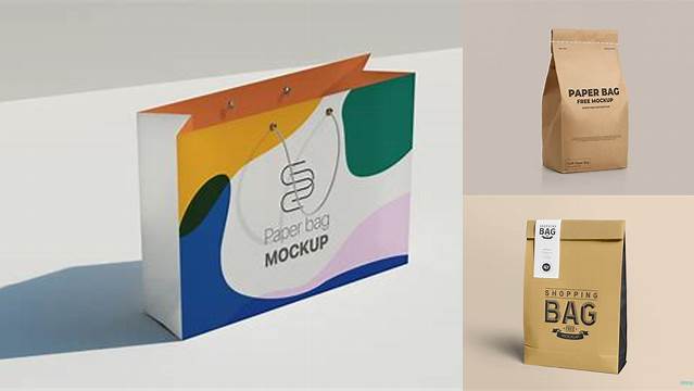 6571+ Wide Paper Bag / Half Side View PSD Mockup Free Creative Design