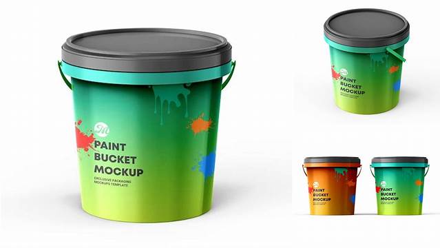 6573+ Glossy Plastic Paint Bucket PSD Mockup Front View Elegant and Versatile PSD Resource