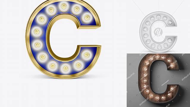 6573+ Letter C Light Bulb Sign PSD Mockup Customizable Layered Design PSD