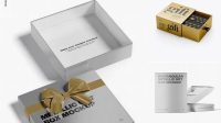 6573+ Opened Metallic Gift Box PSD Mockup Half Side View Digital Download