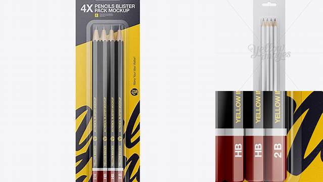 6582+ Blister Pack of 4 Pencils PSD Mockup Premium Freebie for Designers