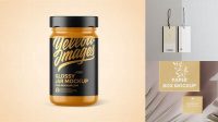 6582+ Glossy Package With a Label PSD Mockup Front View Free Mockup Templates