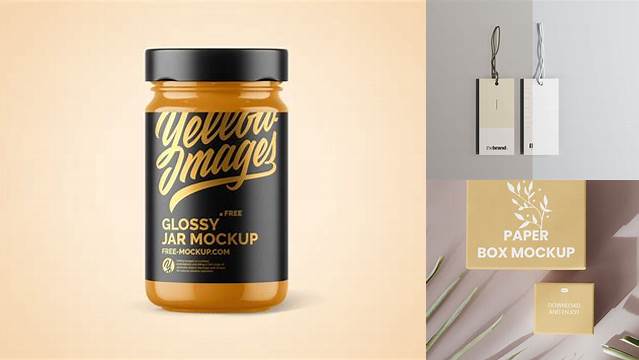 6582+ Glossy Package With a Label PSD Mockup Front View Free Mockup Templates