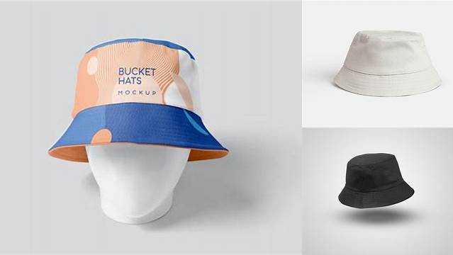 6585+ Bucket Hat PSD Mockup Front View High-Angle Shot Fully Editable Photoshop PSD Free Download