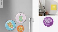 6585+ Matte Round Fridge Magnet PSD Mockup Front & Back Views Custom Mockup Graphic Design