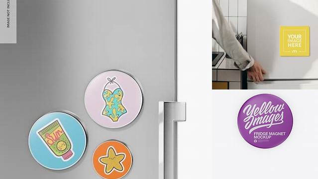 6585+ Matte Round Fridge Magnet PSD Mockup Front & Back Views Custom Mockup Graphic Design